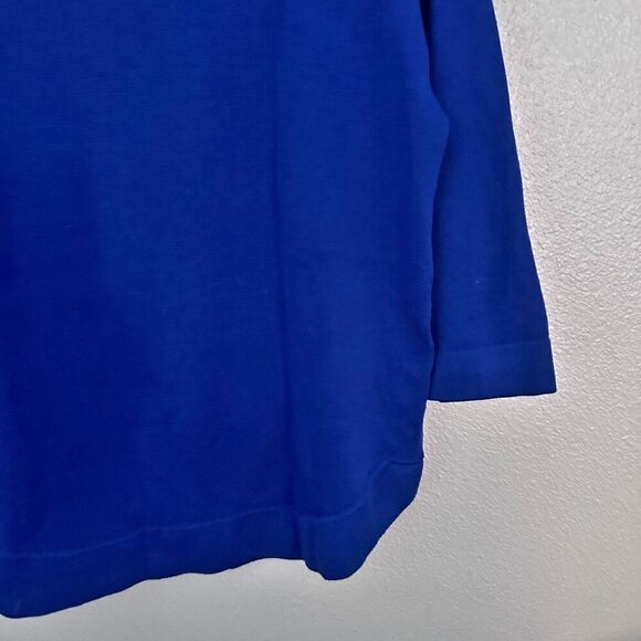 CHICO'S | Royal Blue Sweater 3/4 Sleeve Rounded Hem Pullover | Size 1, Medium - Picture 3 of 8